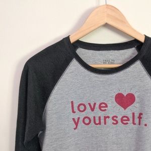 ❤️Grey Love Yourself Raglan Baseball Tee M